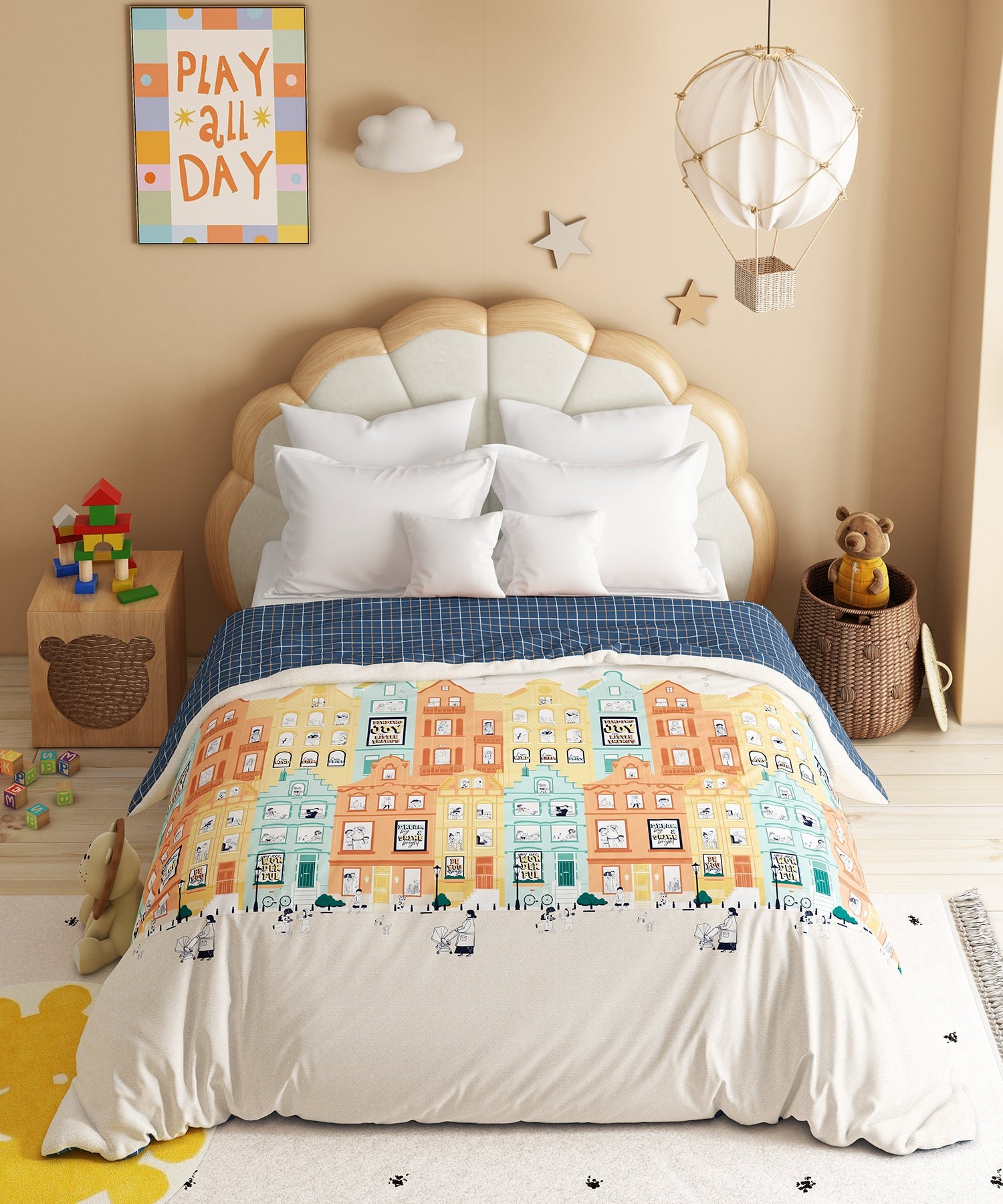 Juniors Double AC Comforter, Day Doodle| 144TC Cotton - Image 2